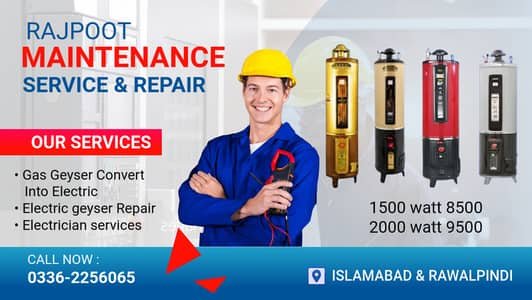 Gas Geyser convert into Electric – Geyser installation – Electrician – Geyser Services